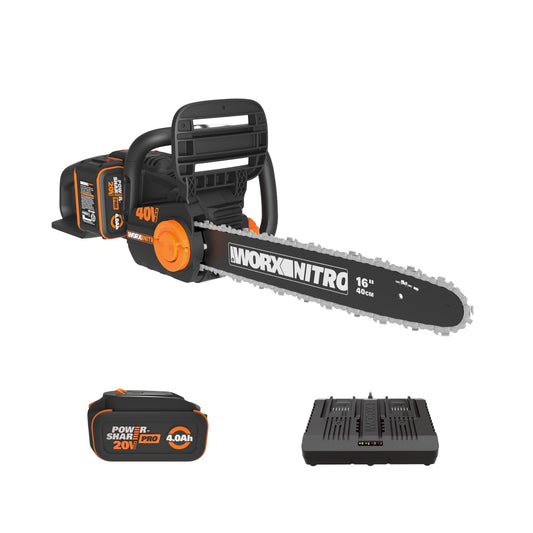 Worx Nitro 40V 16" chainsaw, brushless, battery & charger included
