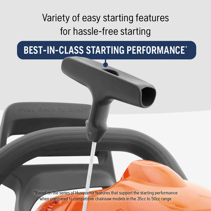 Husqvarna 435 16" gas chainsaw, 40cc, easy start, wood trimming