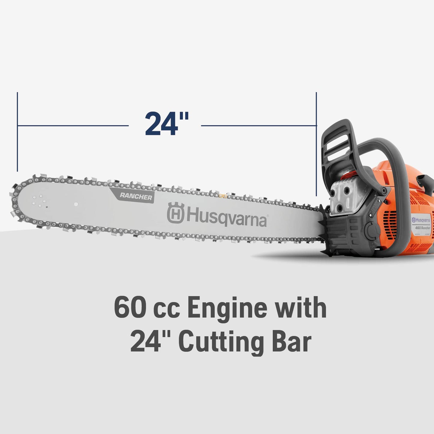 Husqvarna 460 Rancher 24" gas chainsaw, 60cc, heavy-duty cutting