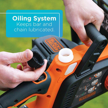 BLACK+DECKER 40V 12" cordless chainsaw, lightweight, battery included