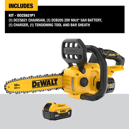 DEWALT 20V 12" chainsaw kit, battery & charger included