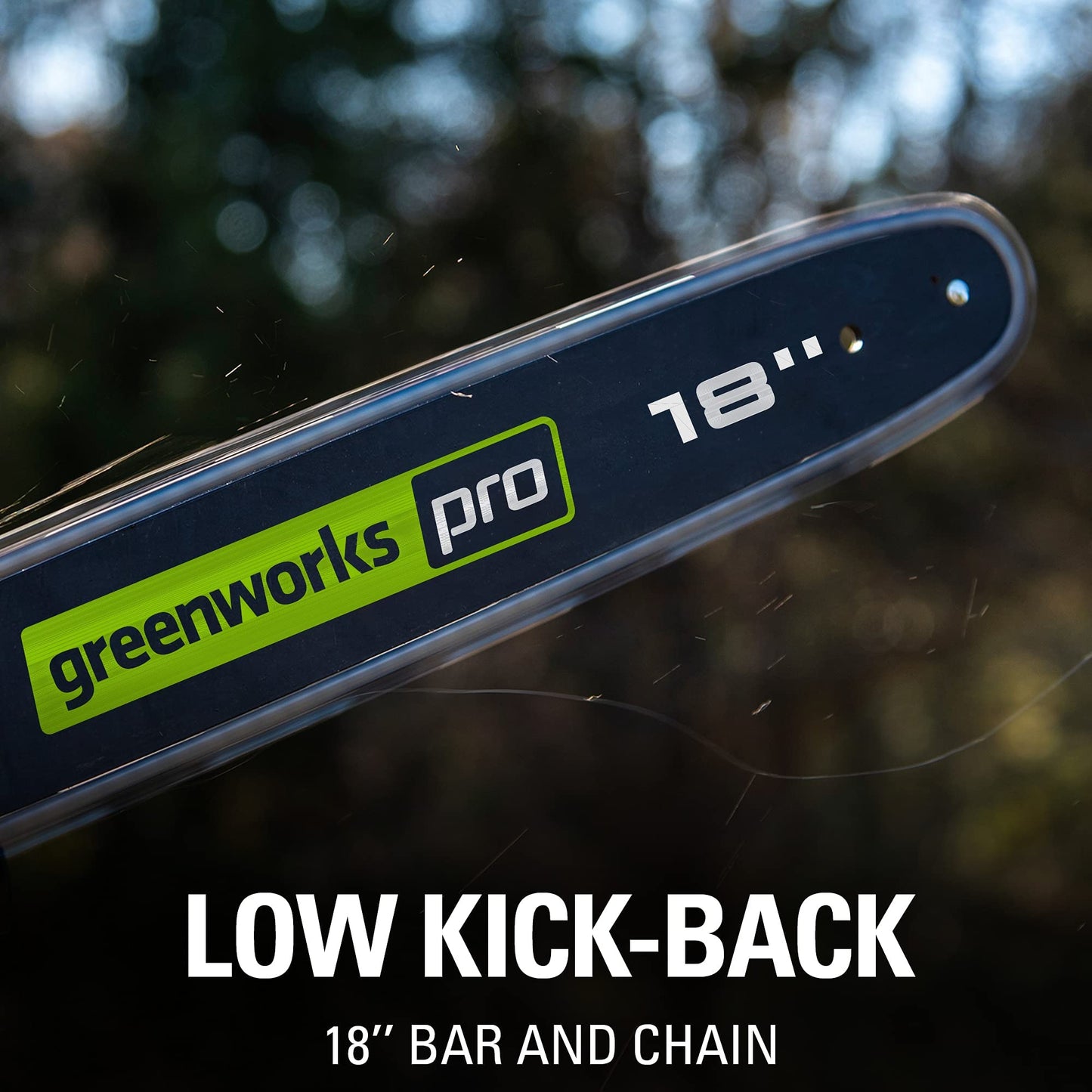 Greenworks 80V 18" cordless chainsaw, brushless, heavy-duty cutting, tool only