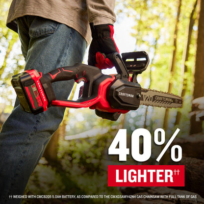 CRAFTSMAN V20 12" chainsaw, lightweight, 5Ah battery & charger included