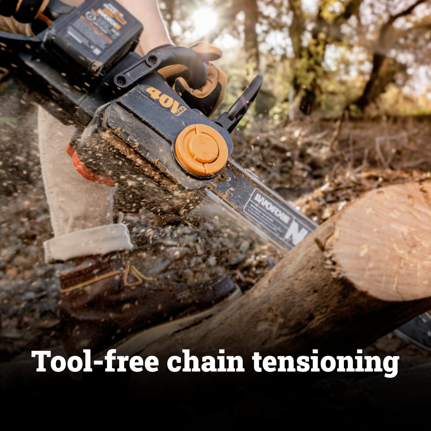 Worx Nitro 40V 16" chainsaw, brushless, battery & charger included