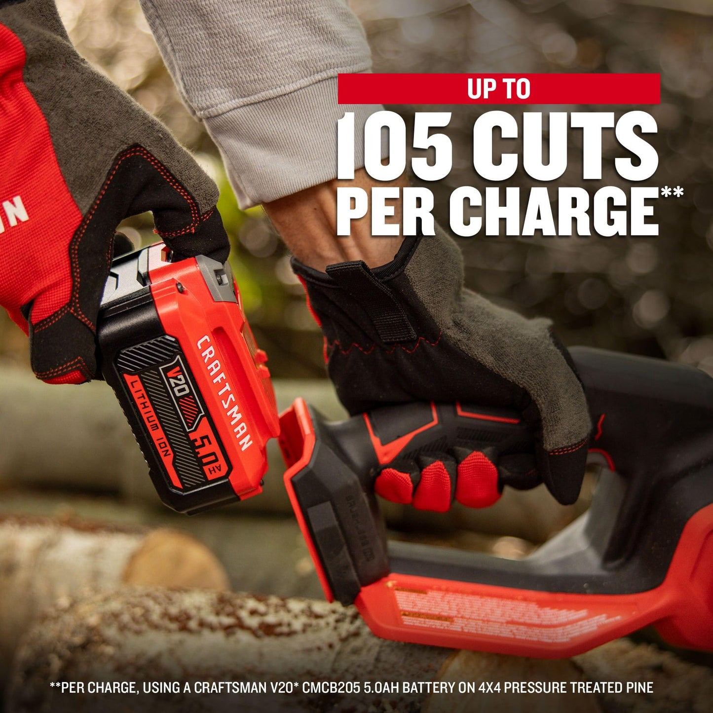 CRAFTSMAN V20 12" chainsaw, lightweight, 5Ah battery & charger included