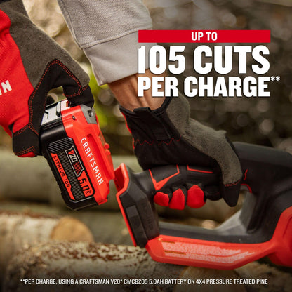CRAFTSMAN V20 12" chainsaw, lightweight, 5Ah battery & charger included