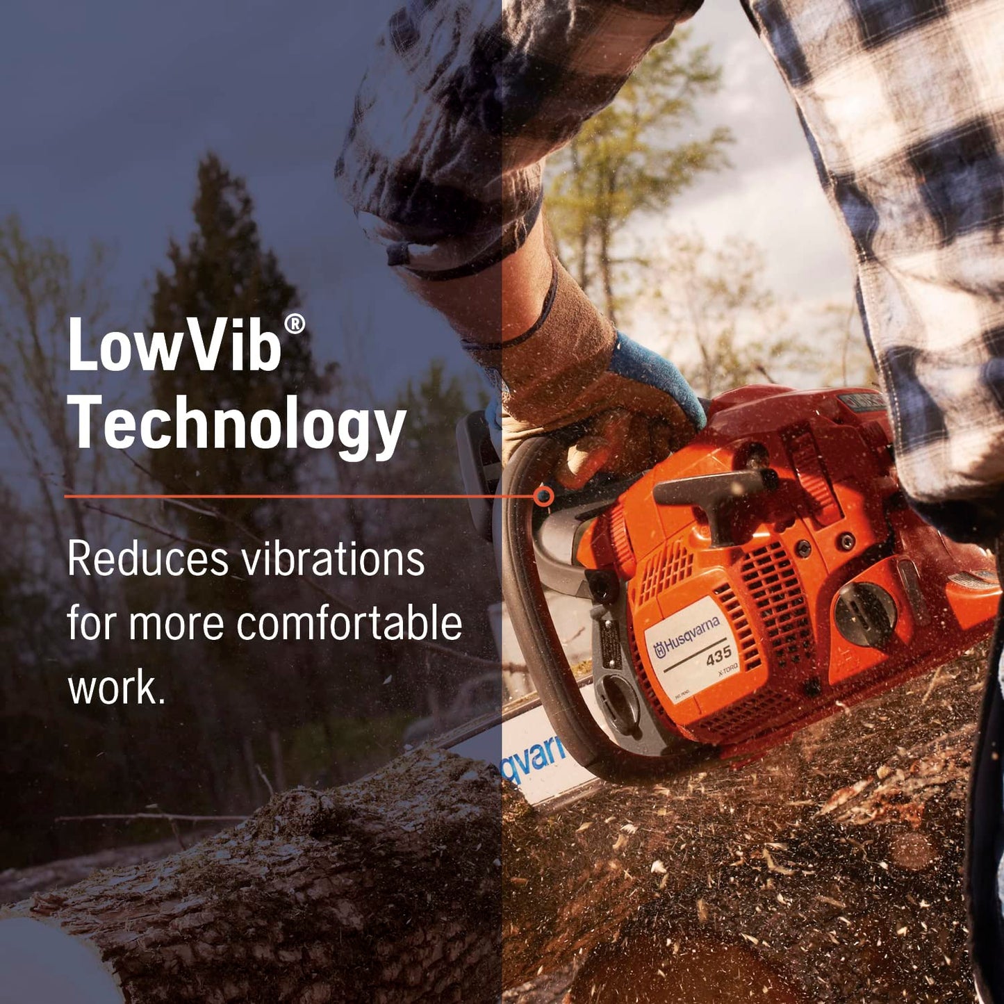 Husqvarna 435 16" gas chainsaw, 40cc, easy start, wood trimming
